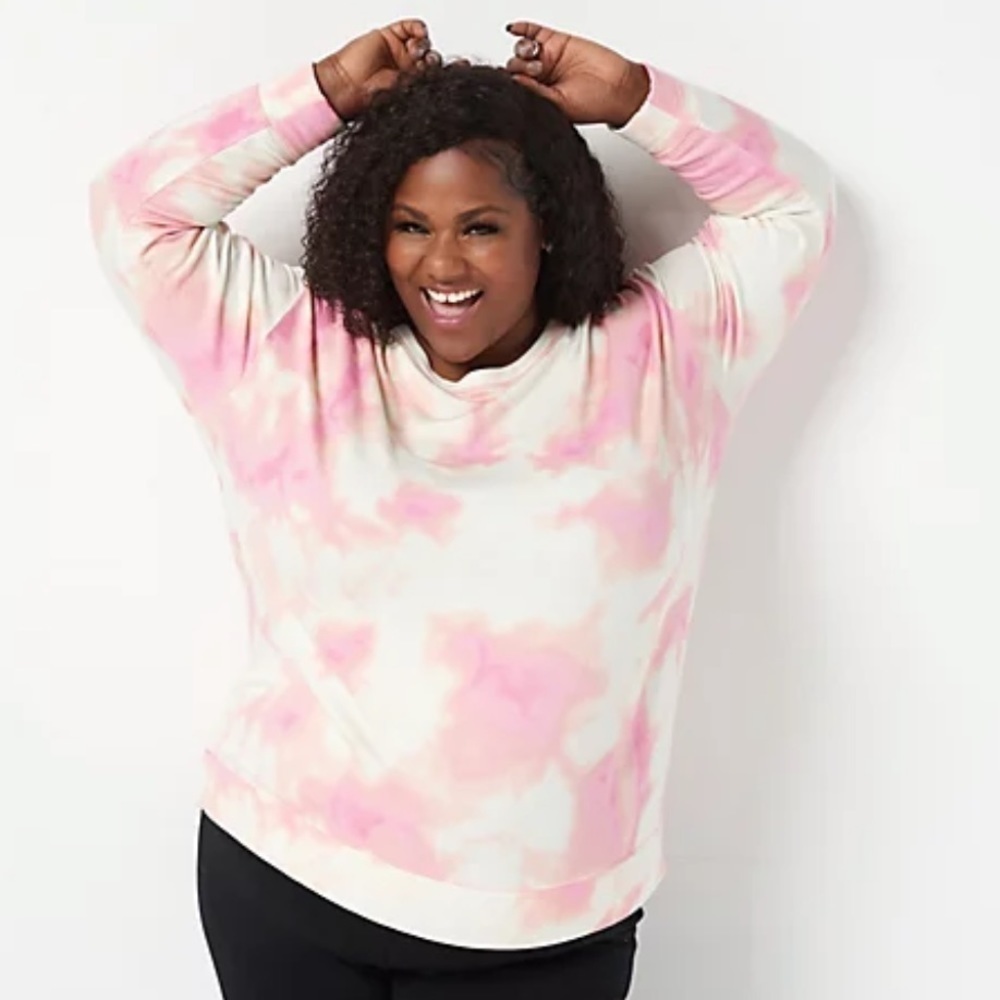 All Worthy Hunter McGrady Pullover Sweatshirt Pink Tie Dye Large